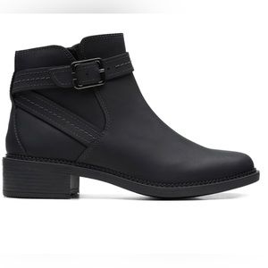 Clarks Maye Strap Black Leather Boots